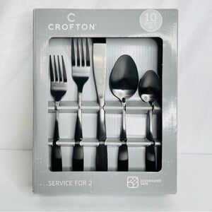 NEW Aldi Crofton 10 Piece Black Flatware Set Service For 4 New from 2021